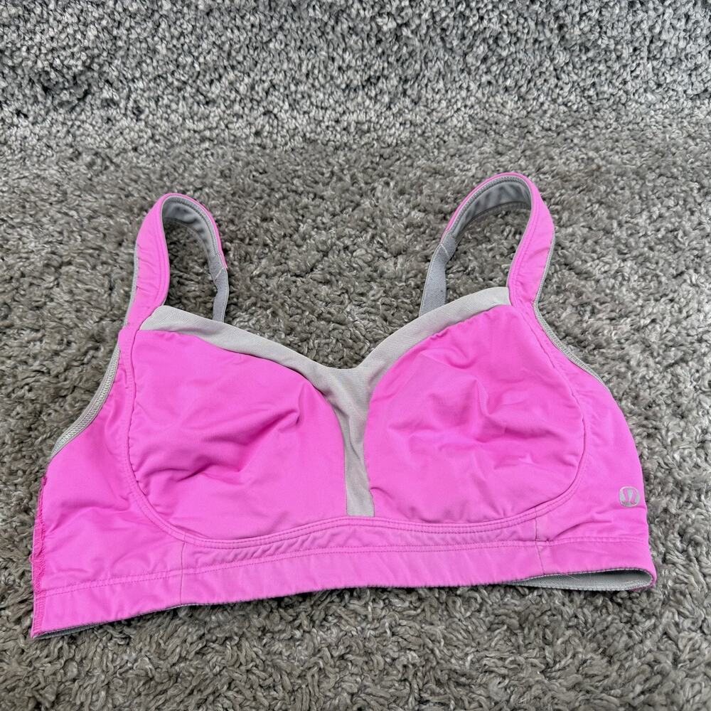 Lululemon Sports Bra Women’s 34DD Hot Pink Gray Adjustable Straps Athletic